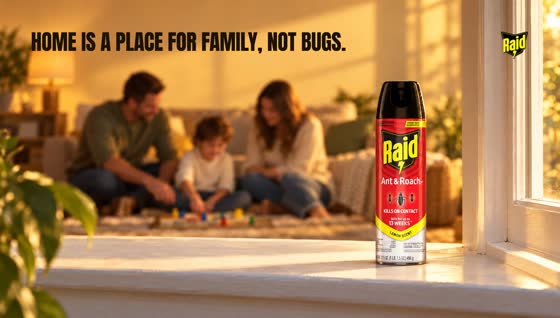 Golden living room, the can on the windowsill, family behind